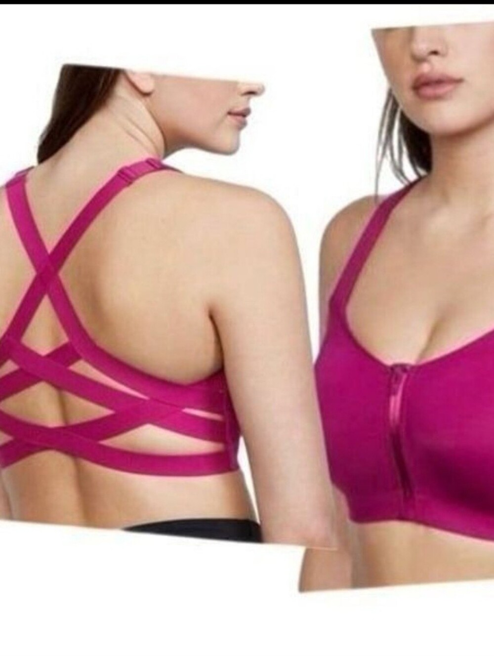 Victoria's Secret On Point Front Close Sports Bra 38DD High Support Strappy Pink